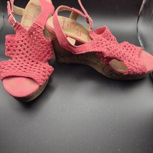 Jellypop Coral Woven Cork Wedge Sandals